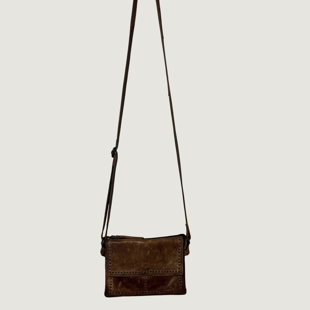 Latico Cleo Crossbody Cognac Leather Bag Studded Flap Details - Picture 2 of 8